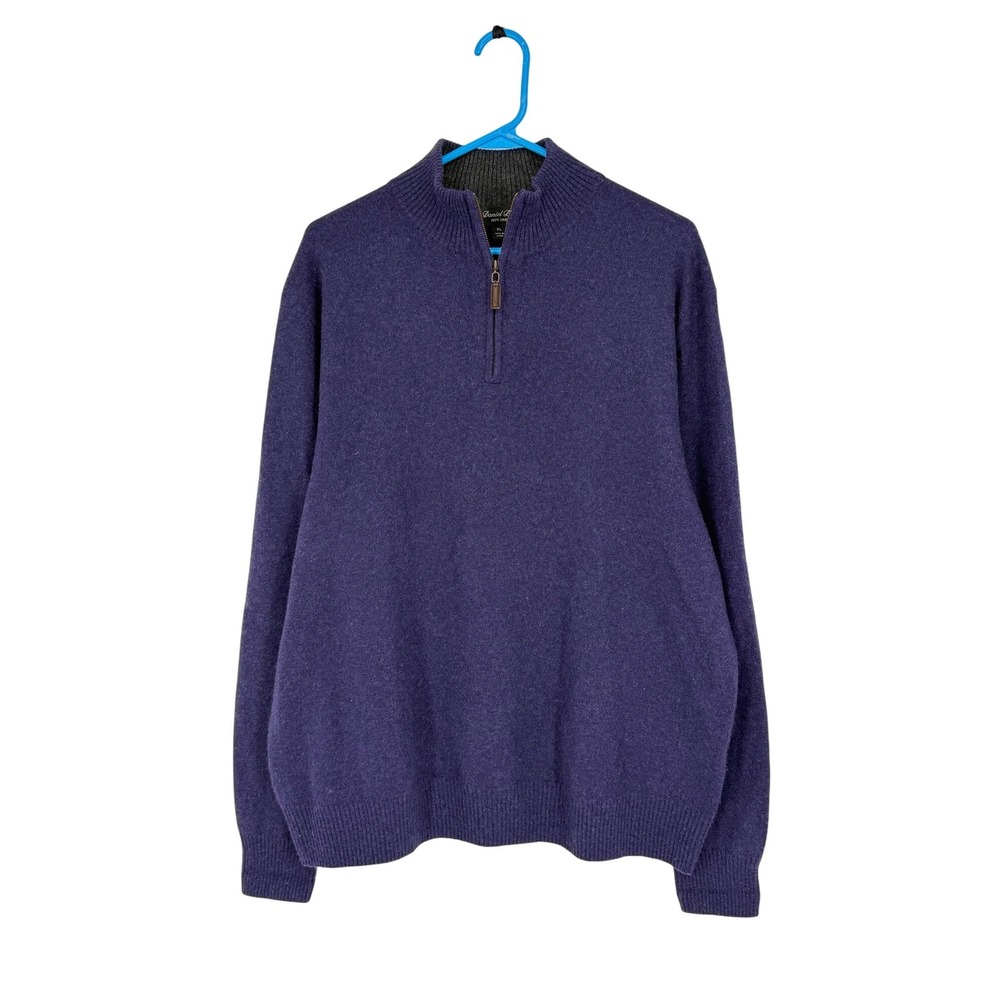 Daniel Bishop Mens XL Purple 100% Cashmere Quarter Zip Sweater Pullover Knit
